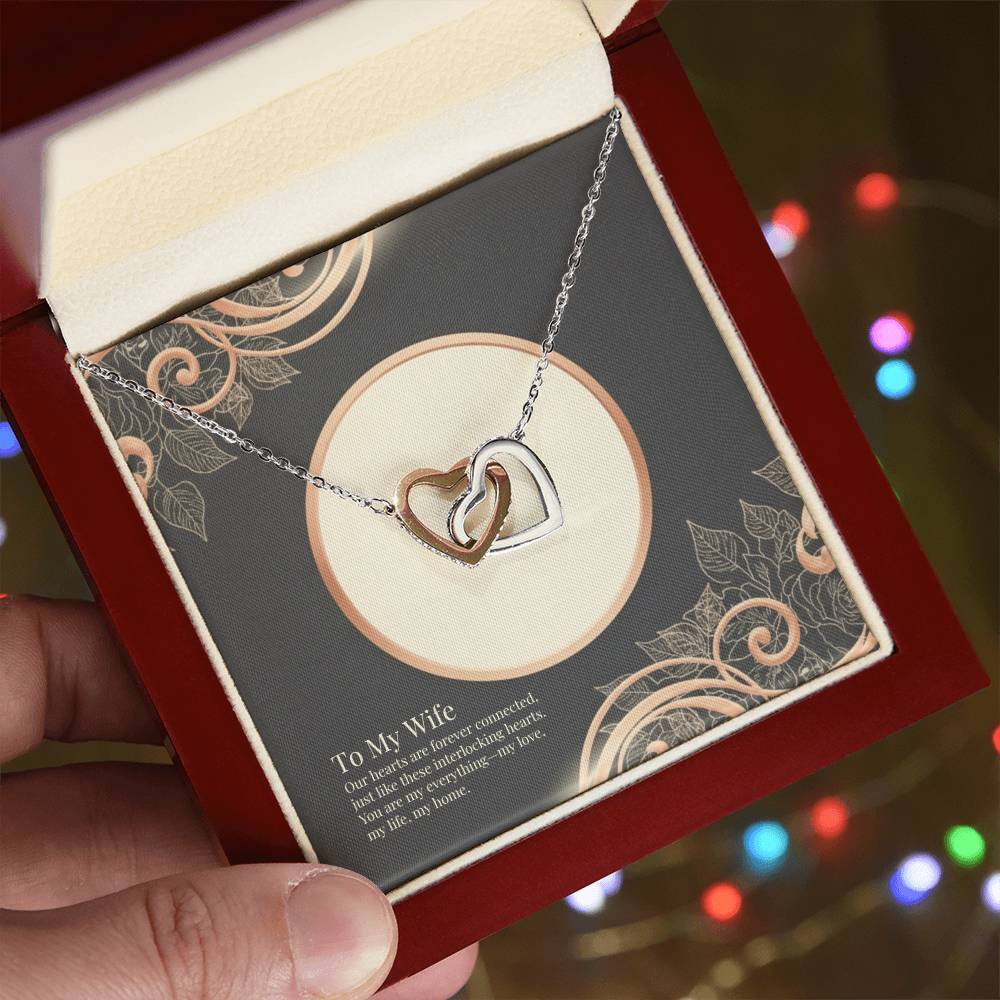 To My Wife Interlocking Hearts Necklace - Sterling Silver Gift