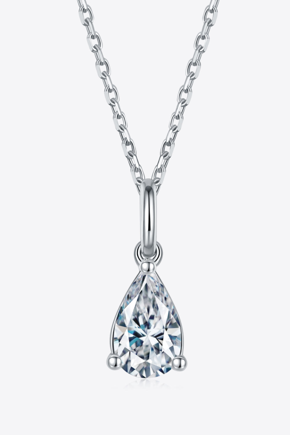 1 Carat Moissanite Necklace - Platinum Plated 925 Sterling Silver