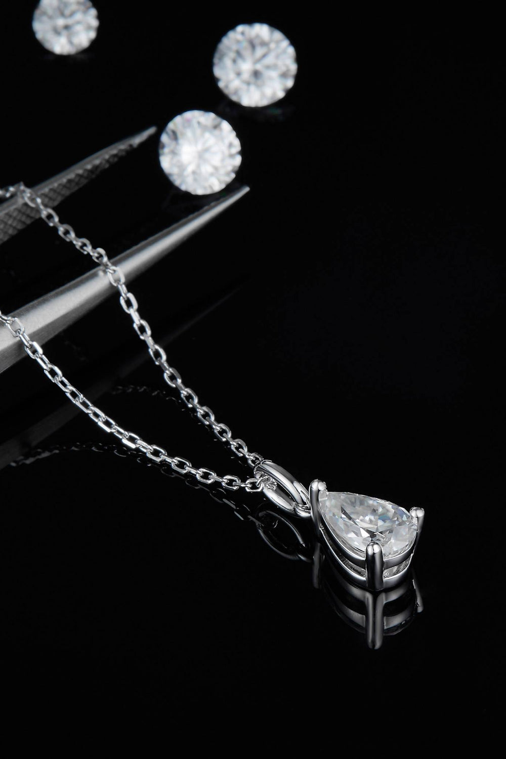1 Carat Moissanite Necklace - Platinum Plated 925 Sterling Silver