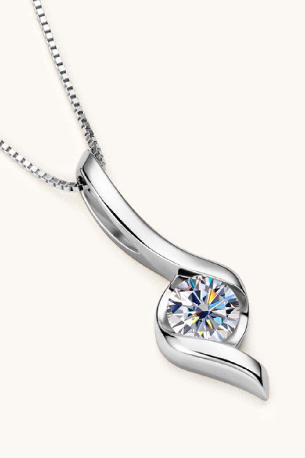 1 Carat Moissanite Necklace - Platinum & Gold Plated 925 Sterling Silver