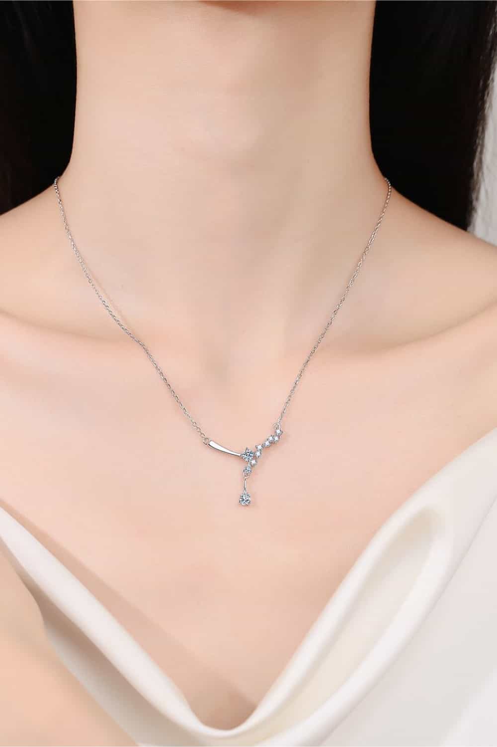 1 Carat Moissanite Necklace - Rhodium Plated 925 Sterling Silver