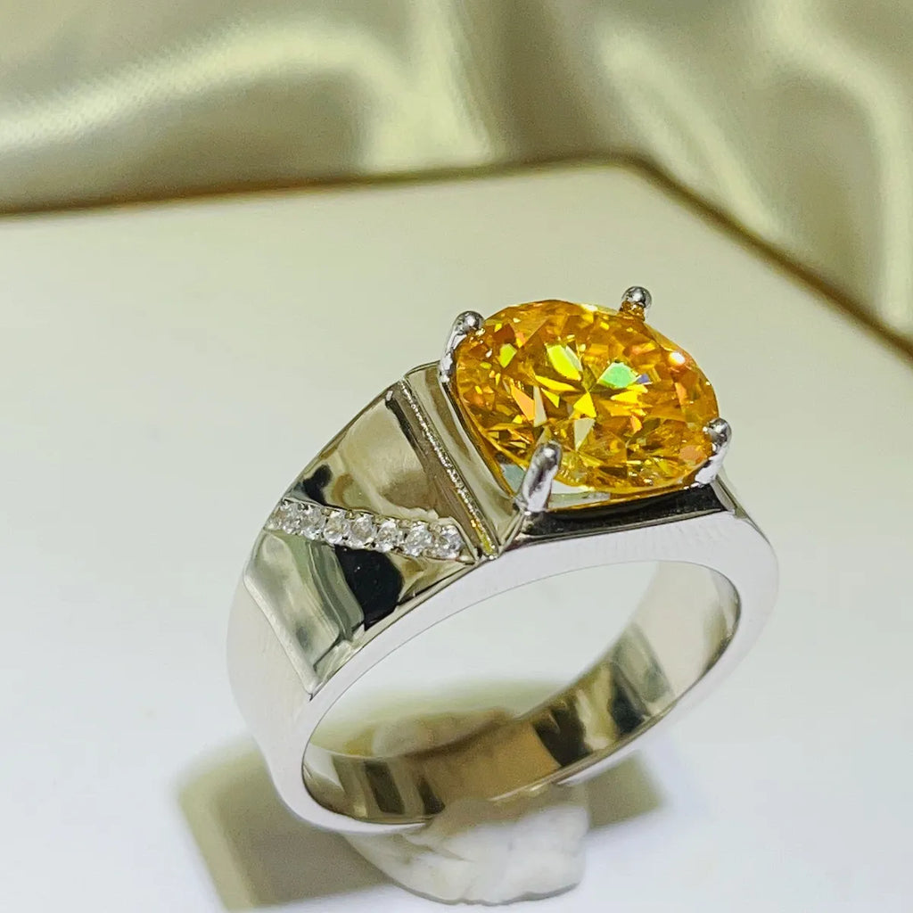 5 Carat Moissanite Ring - Platinum Plated 925 Sterling Silver