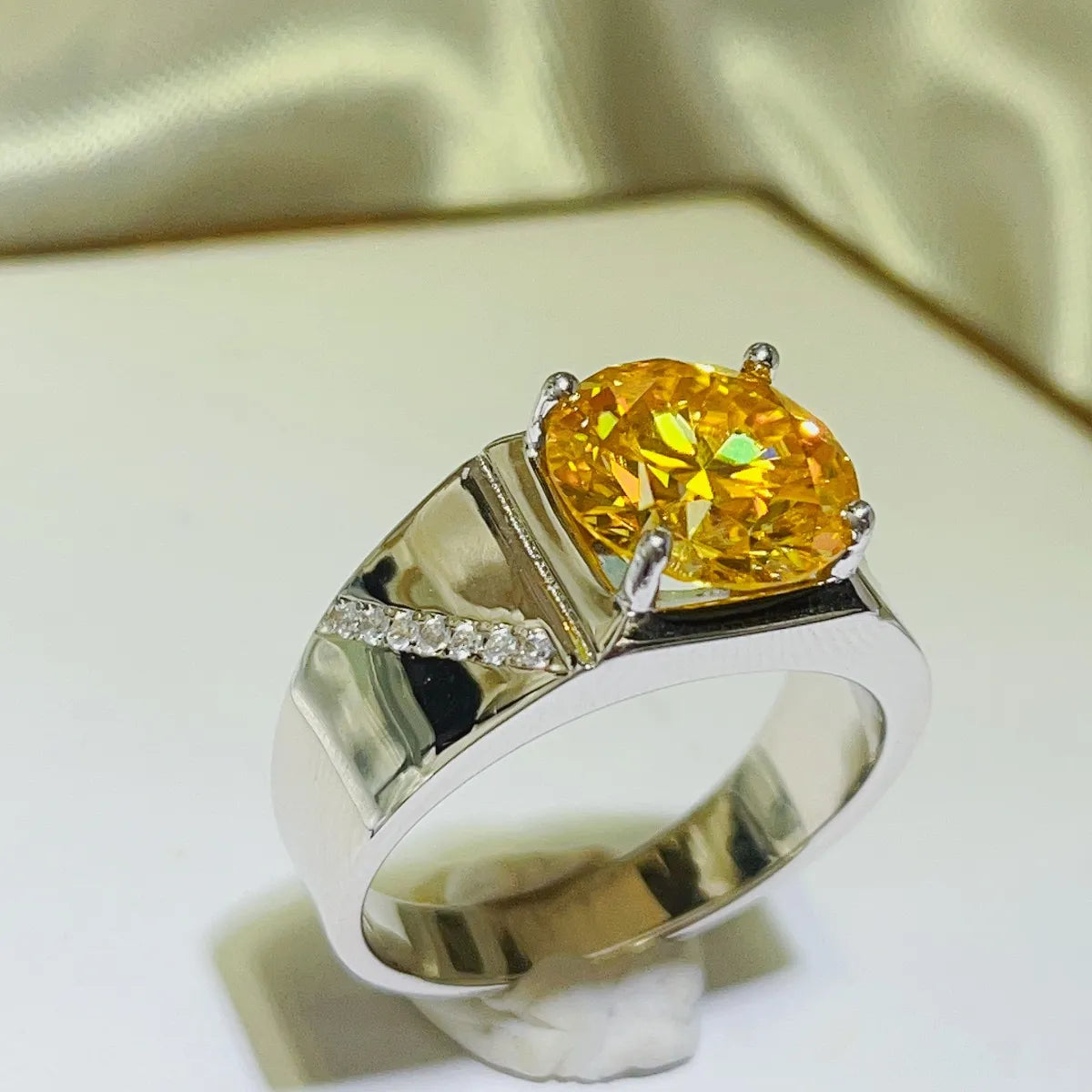 5 Carat Moissanite Ring - Platinum Plated 925 Sterling Silver