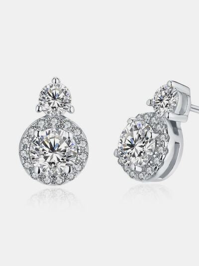 1 Carat Moissanite Earrings - Platinum Plated 925 Sterling Silver
