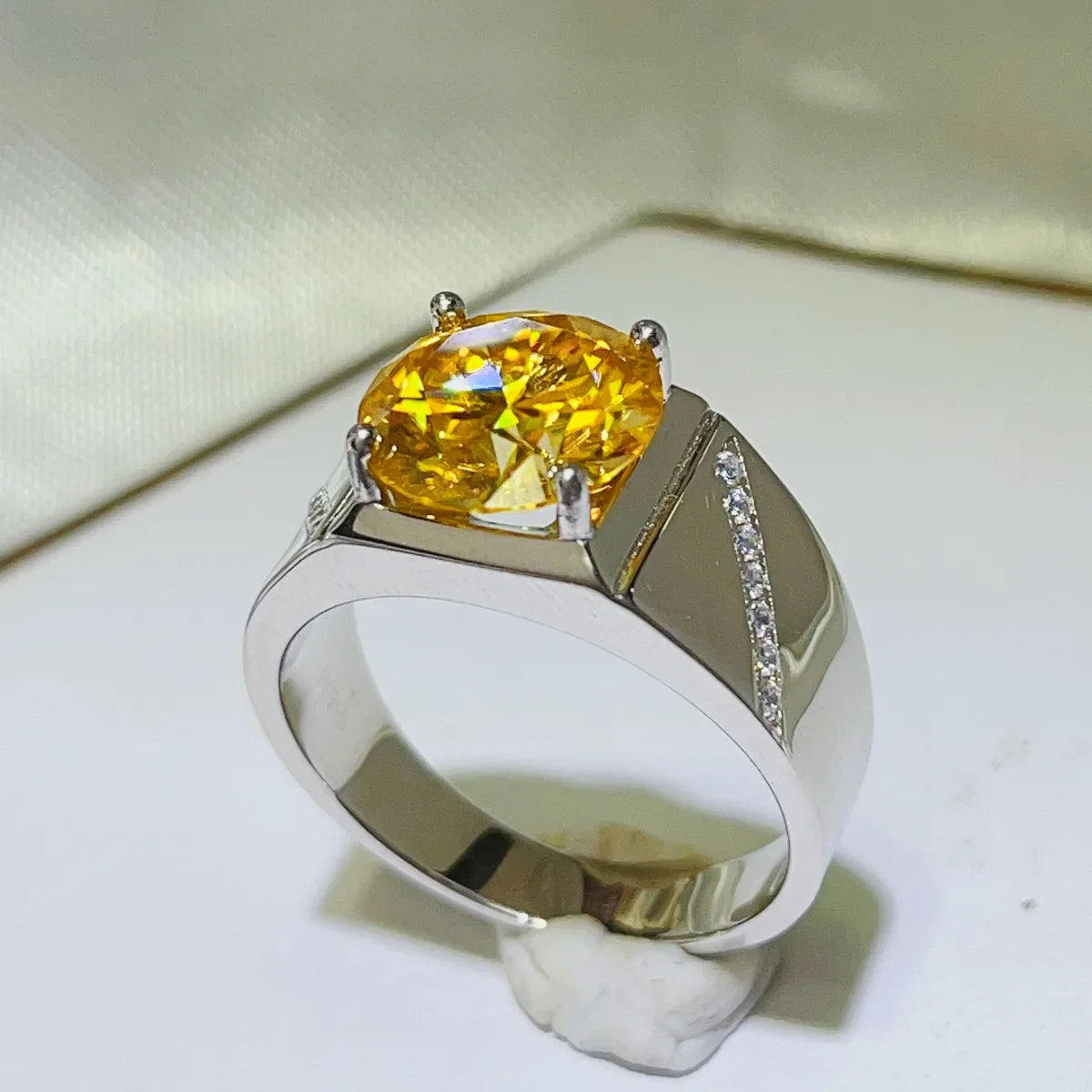 5 Carat Moissanite Ring - Platinum Plated 925 Sterling Silver