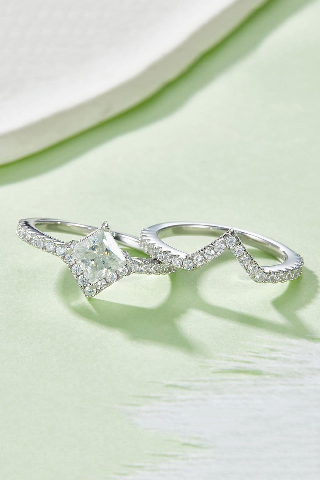 1 Carat Moissanite Double Layered Ring - 925 Sterling Silver Luxury