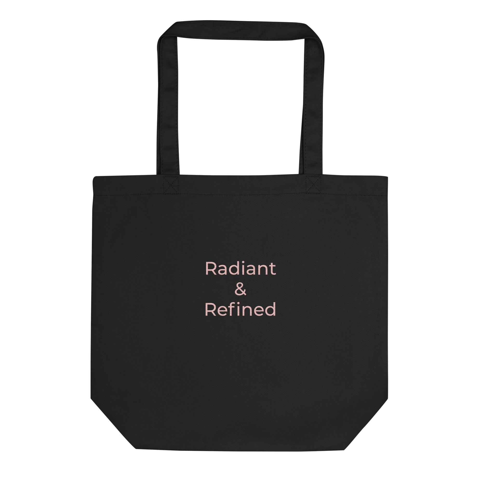 Radiant & Refined Embroidered Eco Tote Bag – Rose Gold Script