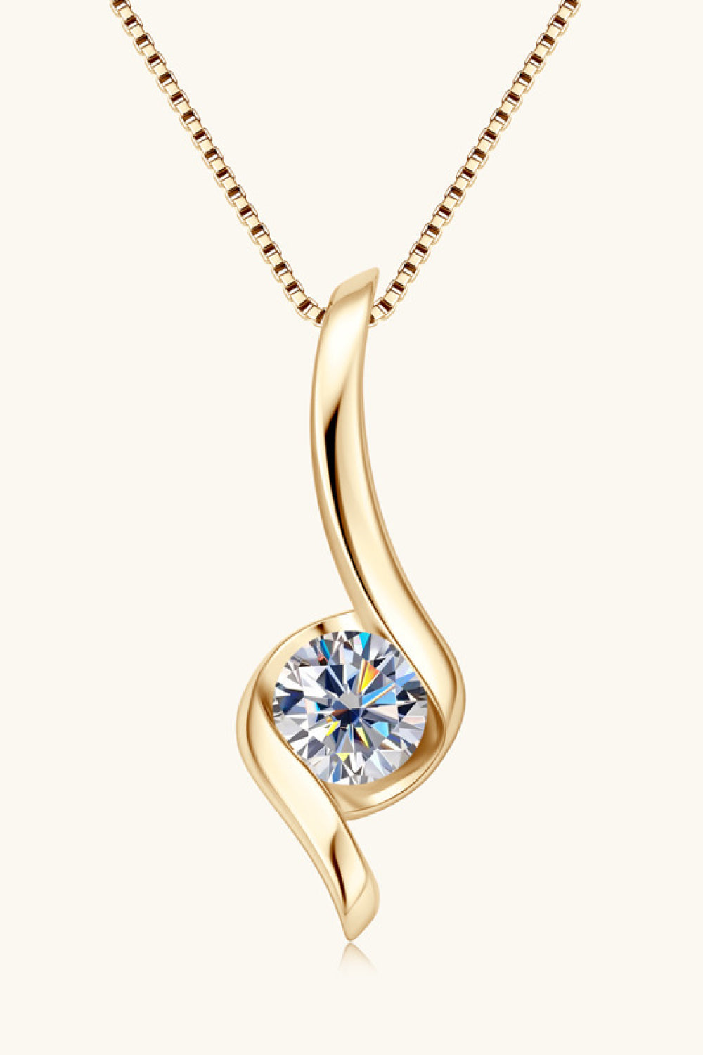 1 Carat Moissanite Necklace - Platinum & Gold Plated 925 Sterling Silver