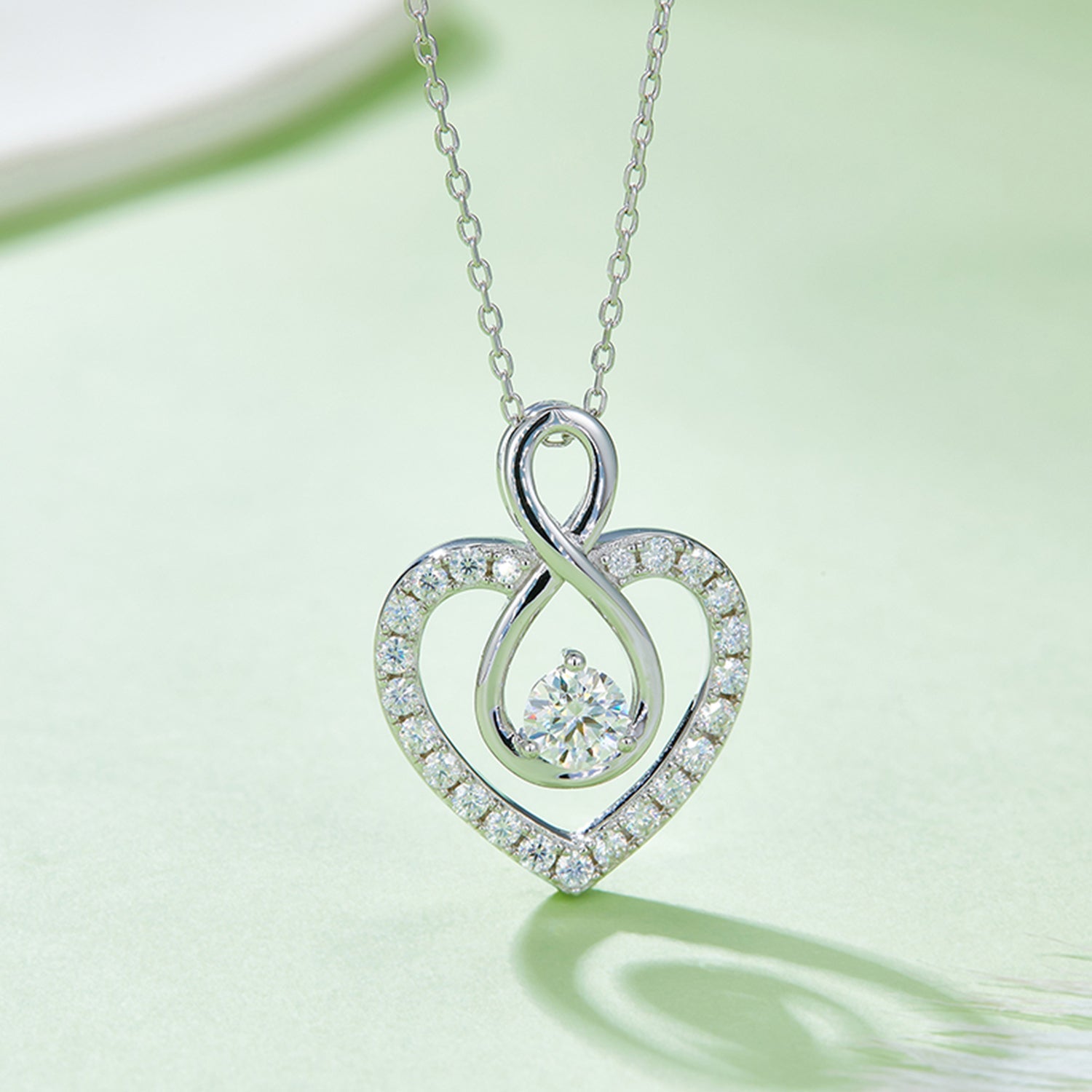 1 Carat Moissanite Heart Necklace - Gold Plated 925 Sterling Silver