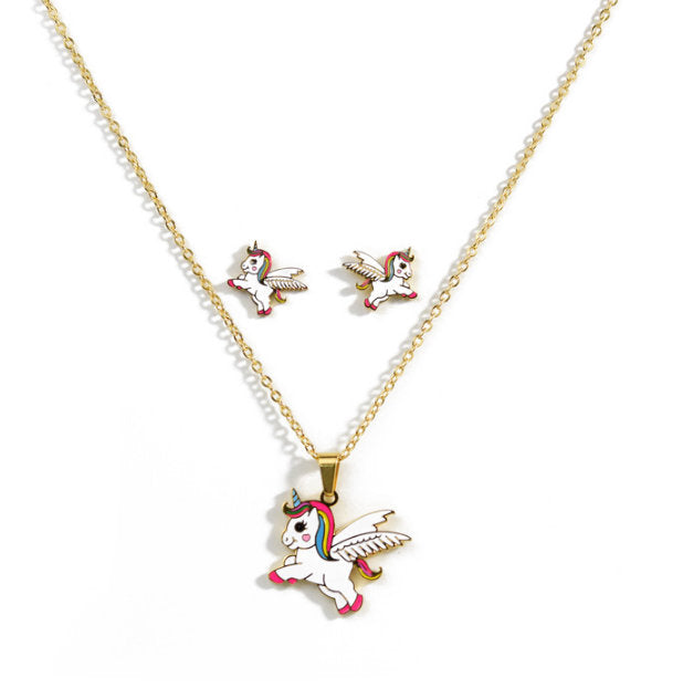 Unicorn Bath Bomb with Necklace & Earrings - Girls Gift