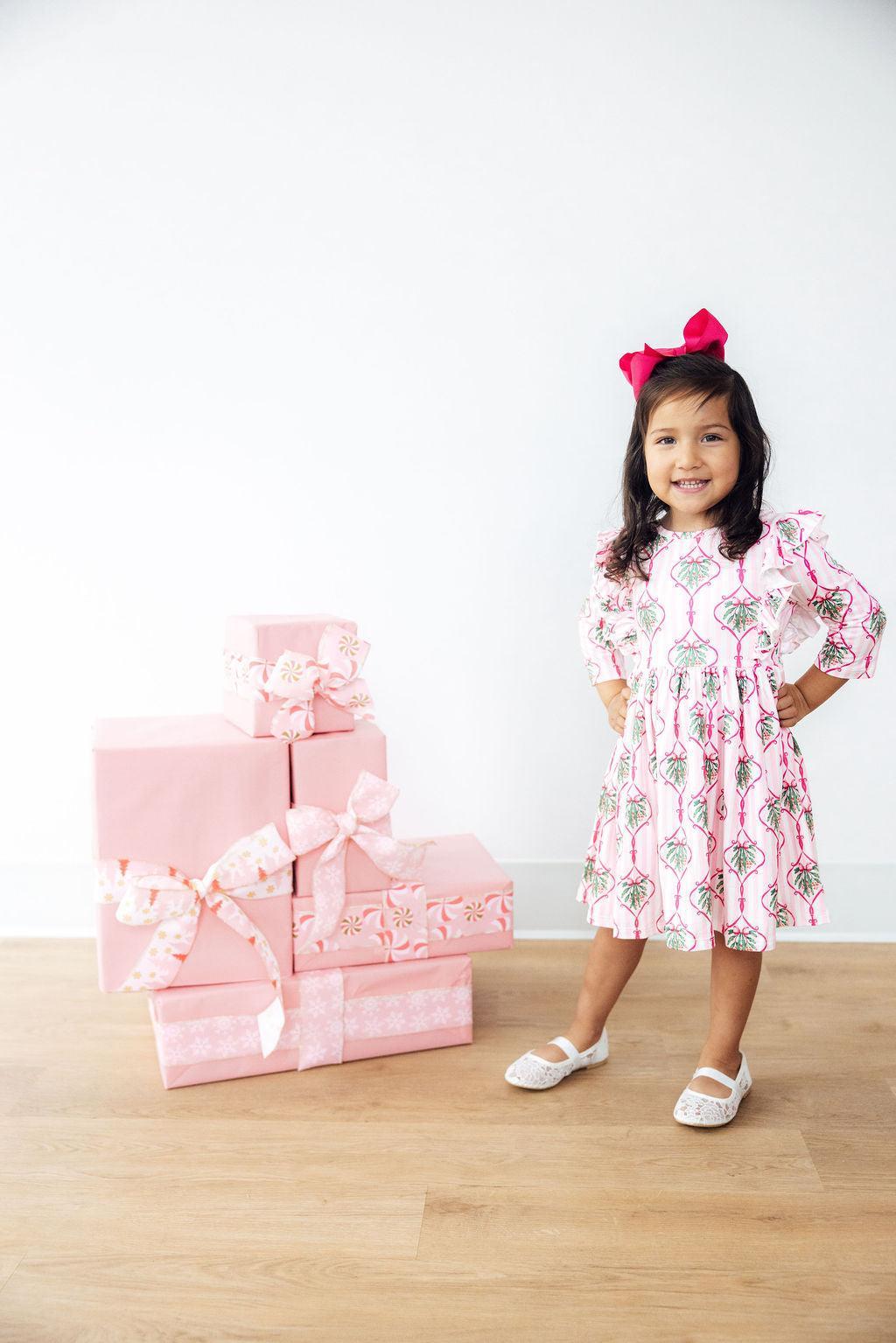 Merry Mistletoe Ruffle Twirl Dress - Kids