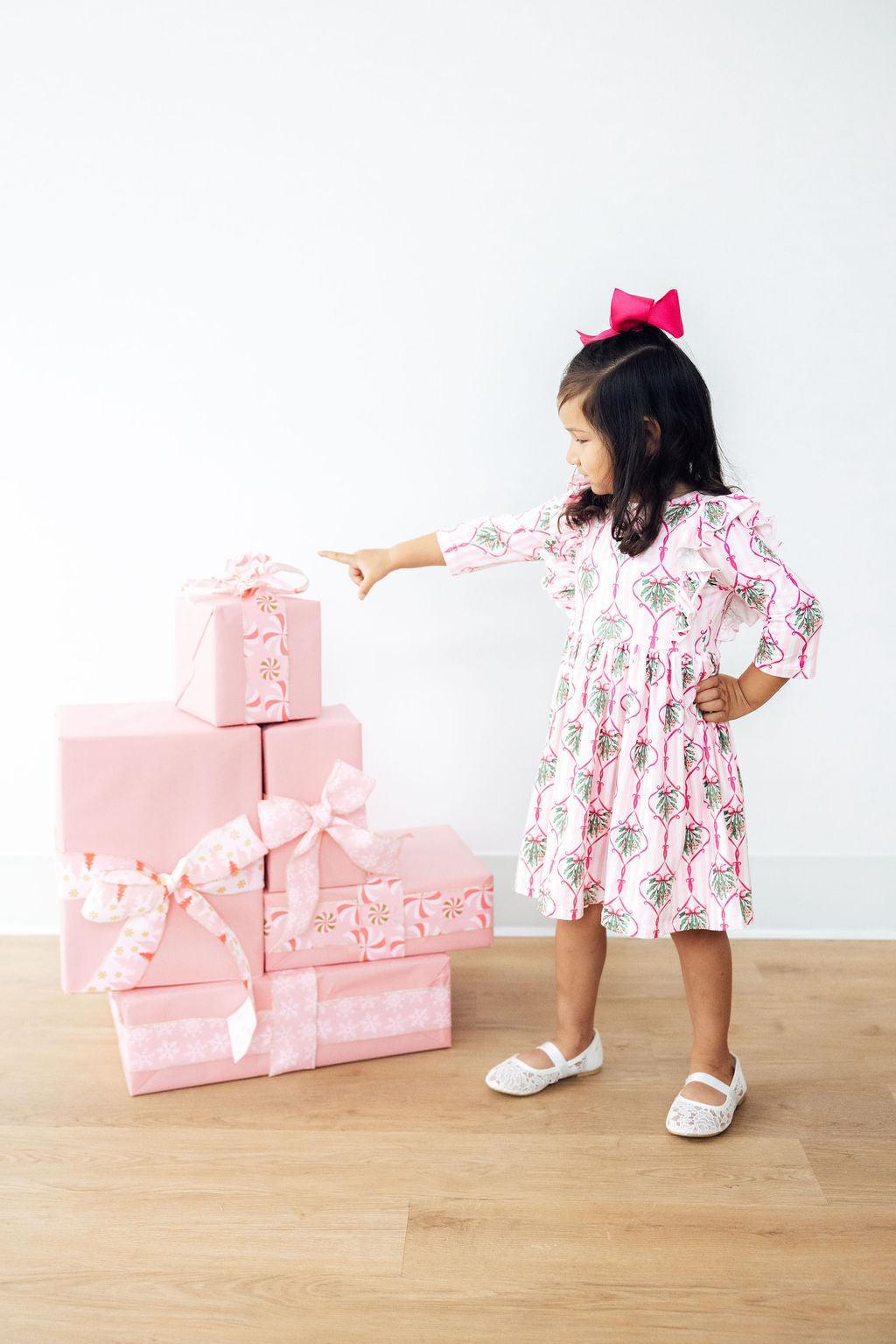 Merry Mistletoe Ruffle Twirl Dress - Kids