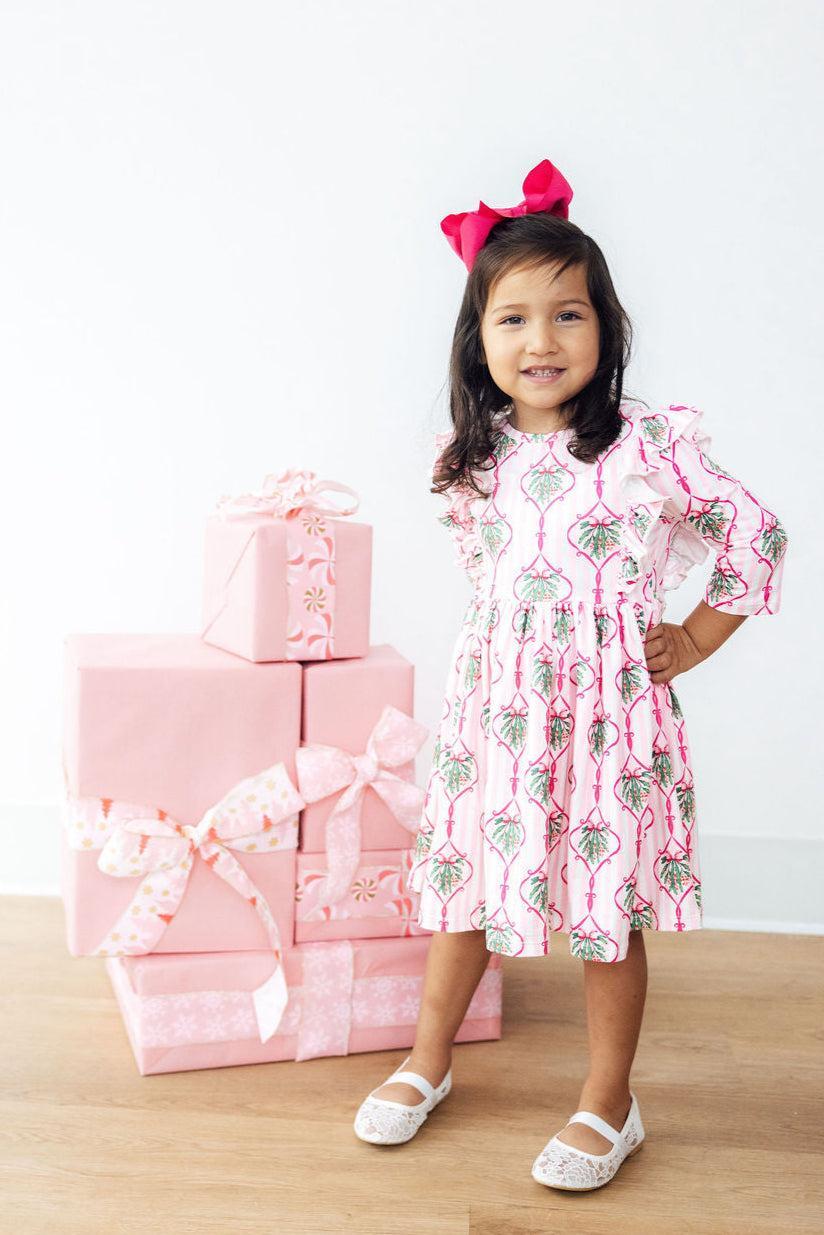 Merry Mistletoe Ruffle Twirl Dress - Kids