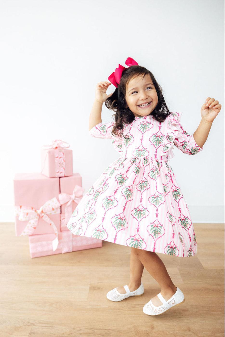 Merry Mistletoe Ruffle Twirl Dress - Kids
