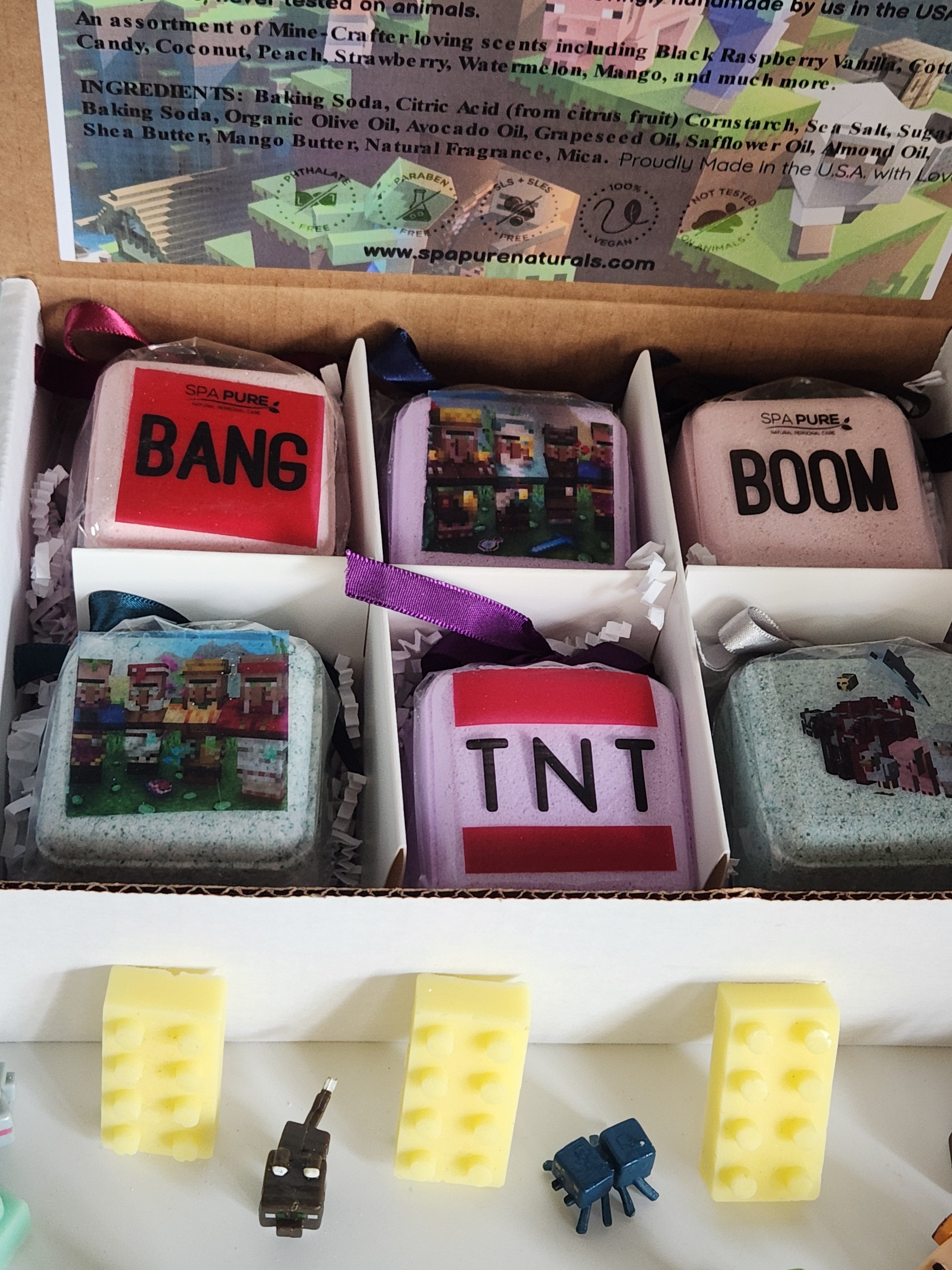 MineCrafter Bath Bombs with Toys Inside - 6 Pack USA Made Kids