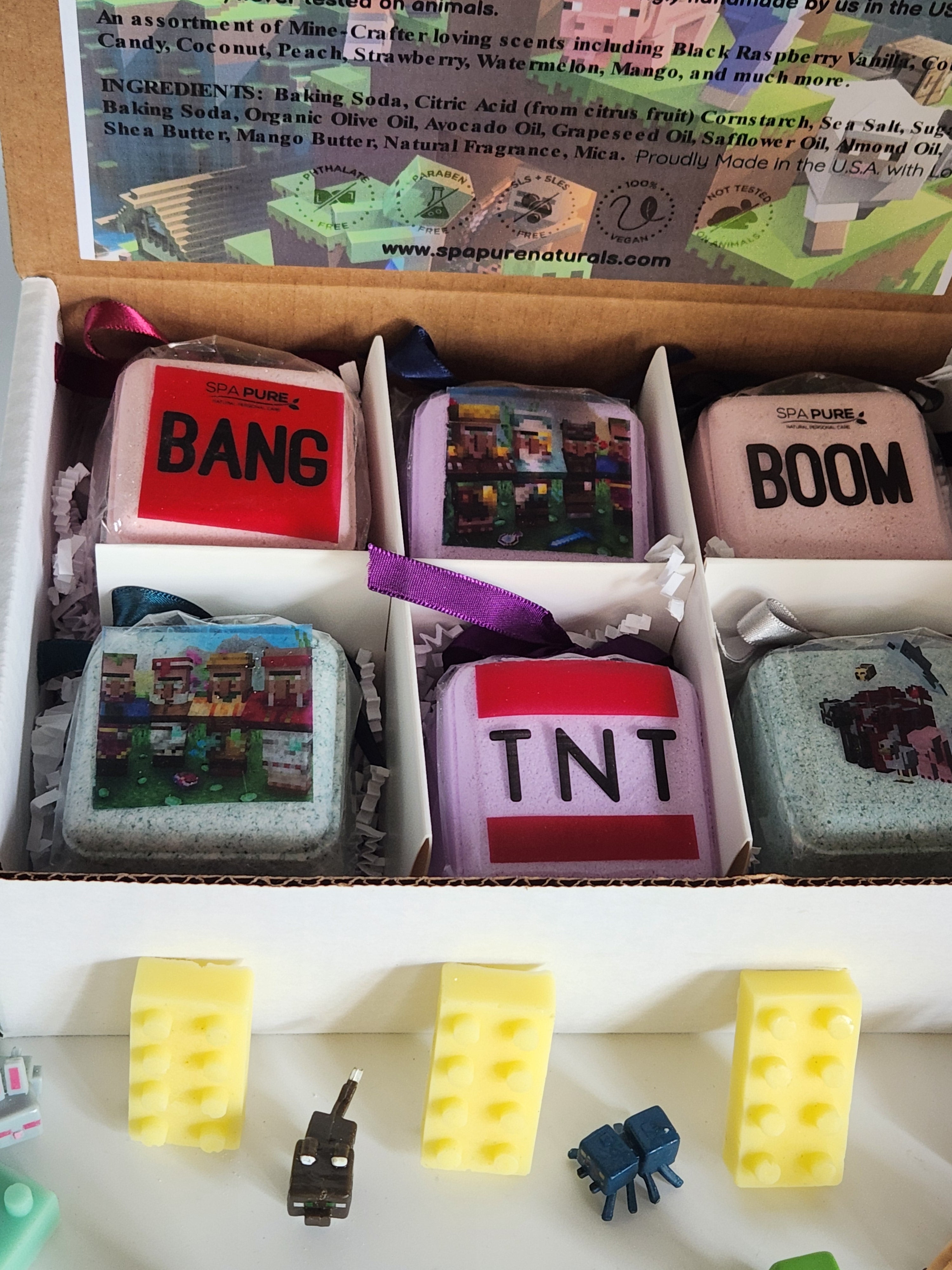 MineCrafter Bath Bombs with Toys Inside - 6 Pack USA Made Kids