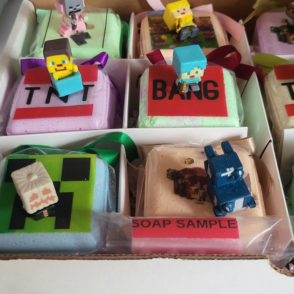 MineCrafter Bath Bombs with Toys Inside - 12 Pack USA Made Kids