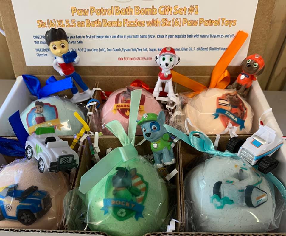 PAW Patrol Bath Bombs with Toys Inside - 6 XL USA Made Kids