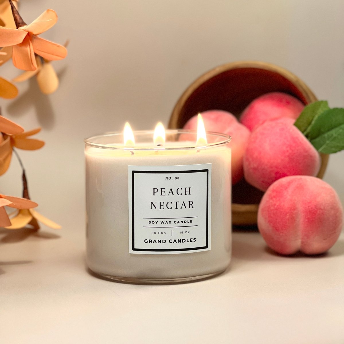 Peach Nectar Candle - Luxury Scented Soy Candle