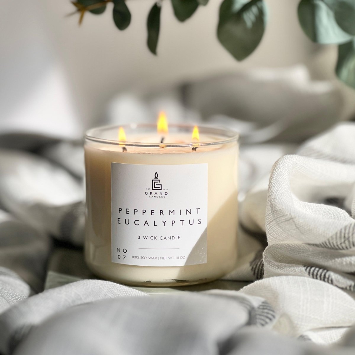 Peppermint Eucalyptus Candle - Luxury Scented Soy Candle
