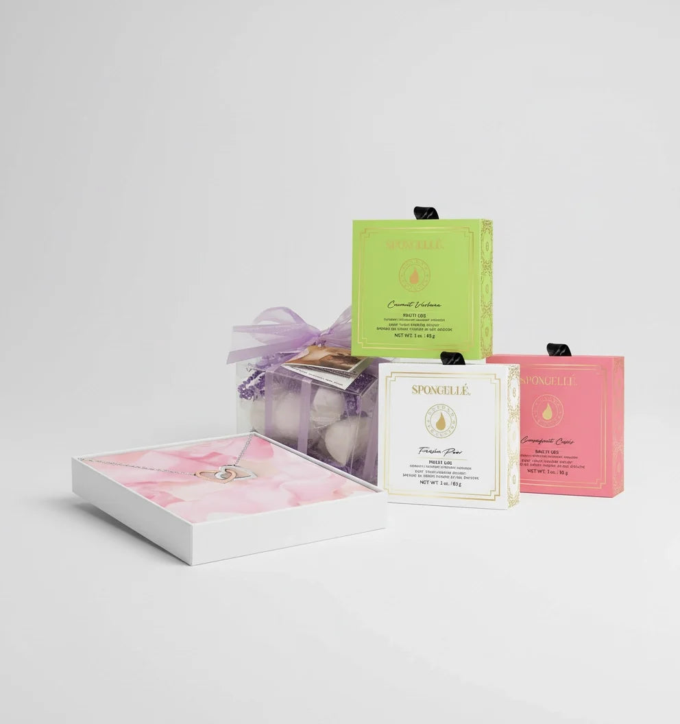 Heartfelt Gift Bundle: Necklace, Flowers, Bath Bombs