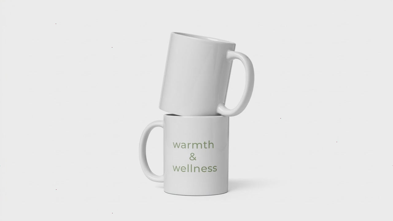 Warm & Wellness Ceramic Mug – White Glossy Coffee & Tea Mug
