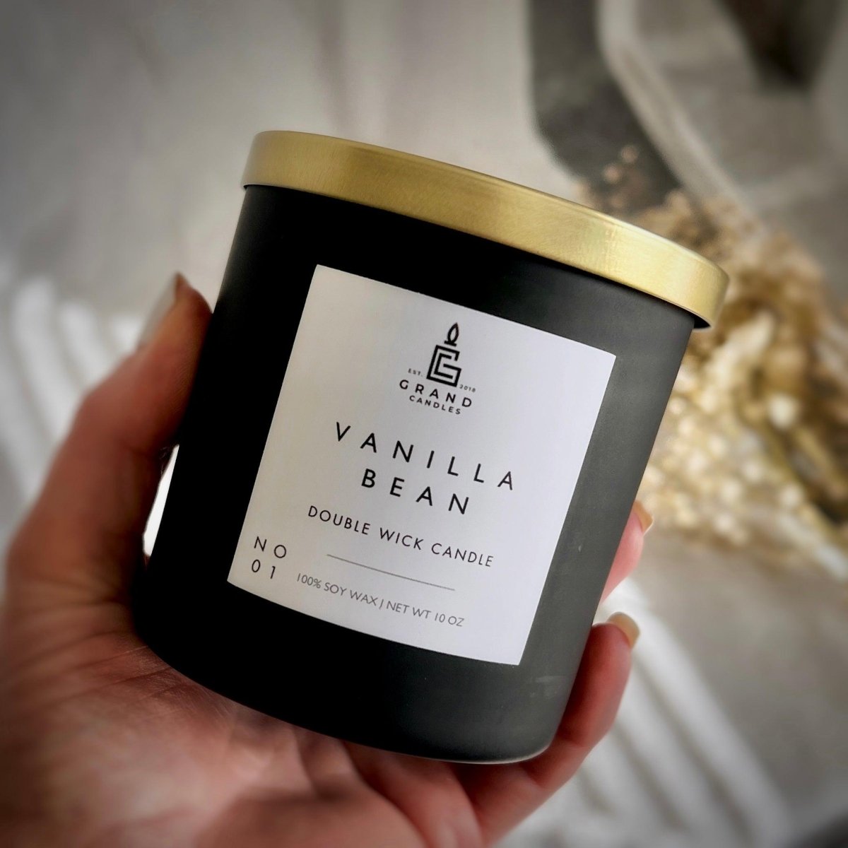 Vanilla Bean Candle - Luxury Scented Soy Candle