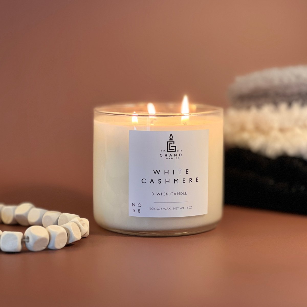 White Cashmere Candle - Luxury Scented Soy Candle