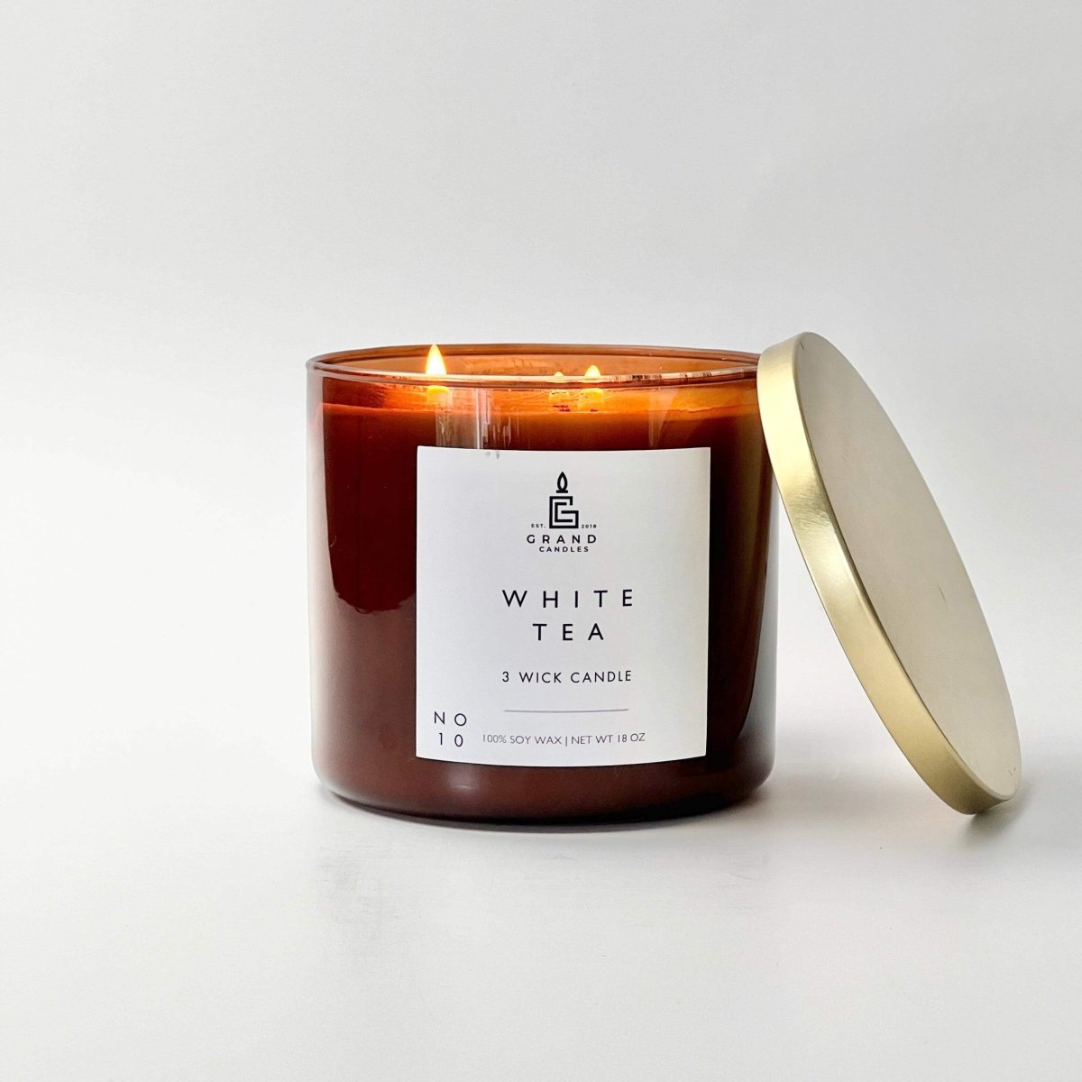 White Tea Candle - Luxury Scented Soy Candle