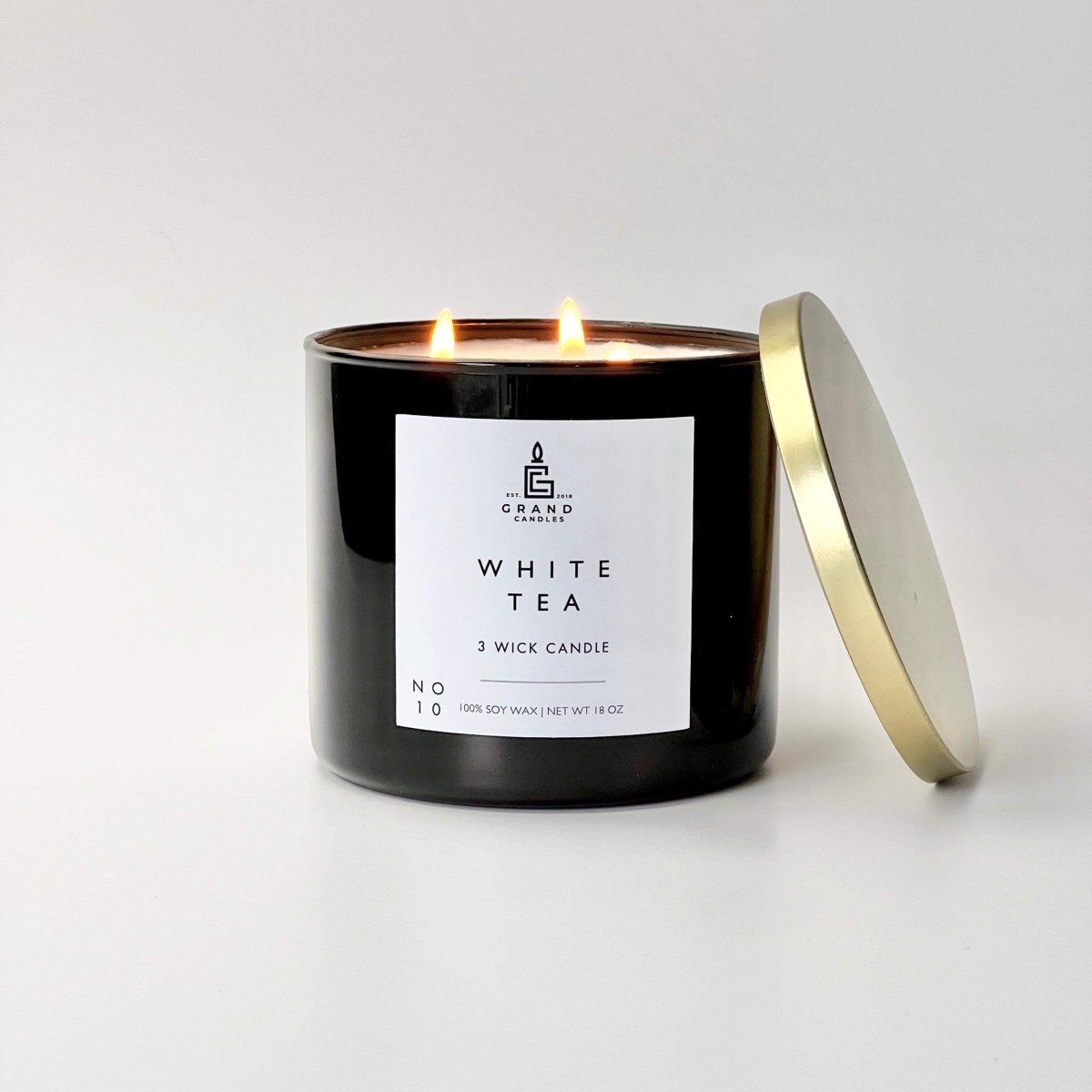 White Tea Candle - Luxury Scented Soy Candle