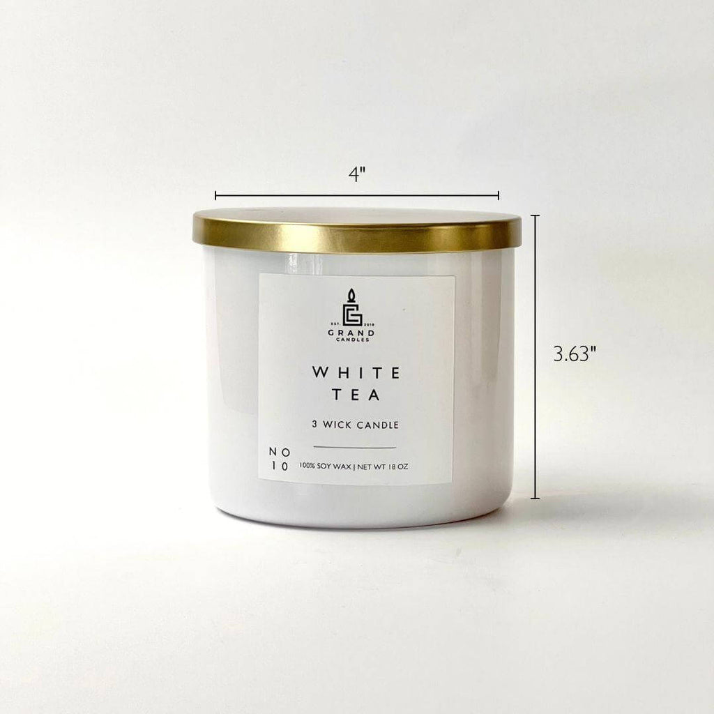 White Tea Candle - Luxury Scented Soy Candle